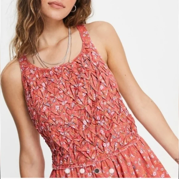 Free People Petunia Mini Dress Women's Medium Poppy Combo Bohemian Scandigirl - Picture 3 of 12